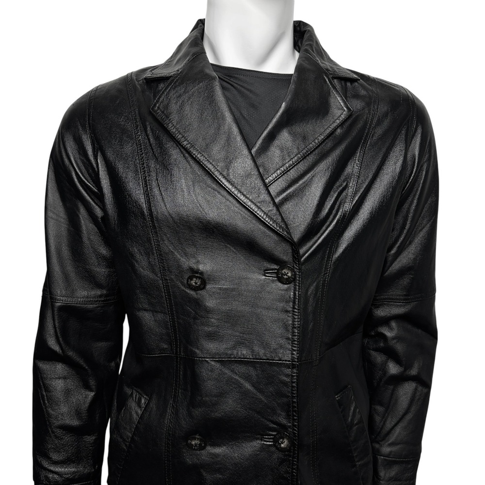 Lee Outerwear Double Breasted Genuine Leather Car Coat Quilted Lining Mens Small - Picture 1 of 14
